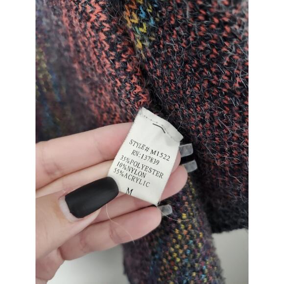 Dreamers Knit Cardigan Sweater‎ Size Medium Gray Boho Aztec Waterfall Open - Picture 3 of 5